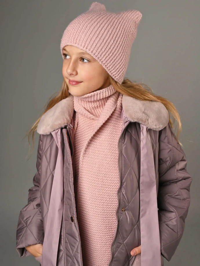 Комплект шапка с ушками и шарф в цвете: Розовый Ole! Twice - фото 4