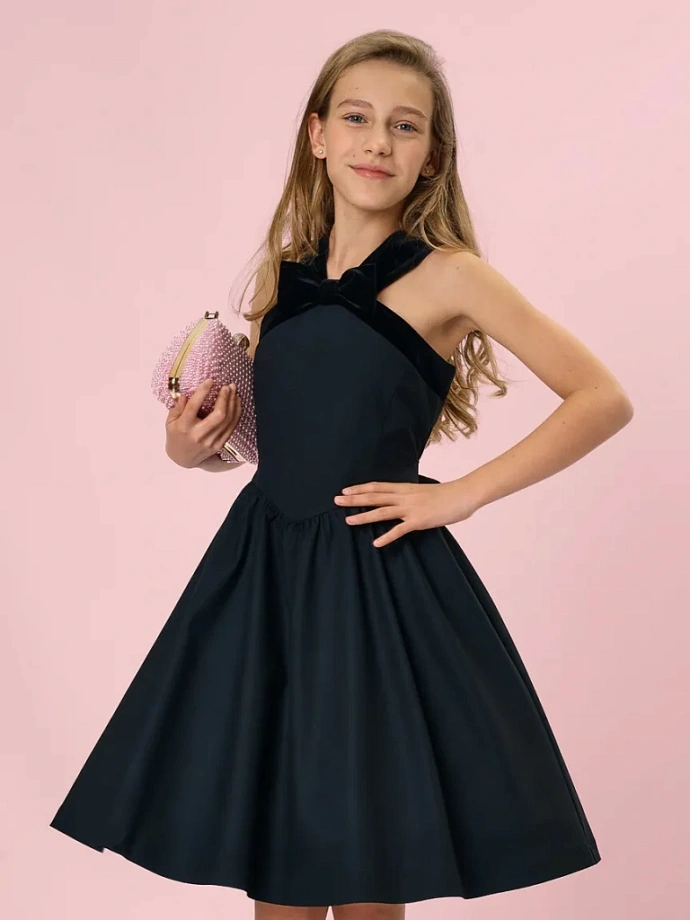 Платье с бархатной отделкой в цвете: Черный Ole! Twice - фото 1