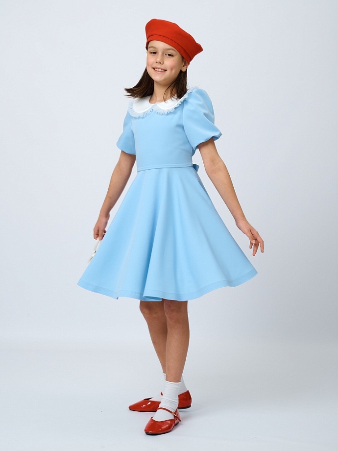 Платье с коротким рукавом и юбкой-солнце в цвете: Голубой Ole! Twice - фото 3