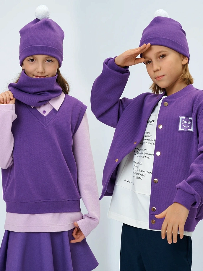 Шапка на флисовой подкладке в цвете: Фиолетовый Ole! Twice - фото 1