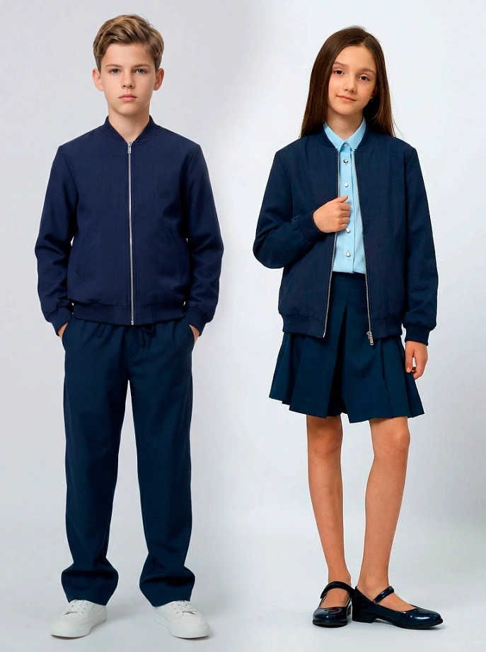 Бомбер стандартной посадки на молнии в цвете: Синий Ole! Twice - фото 1