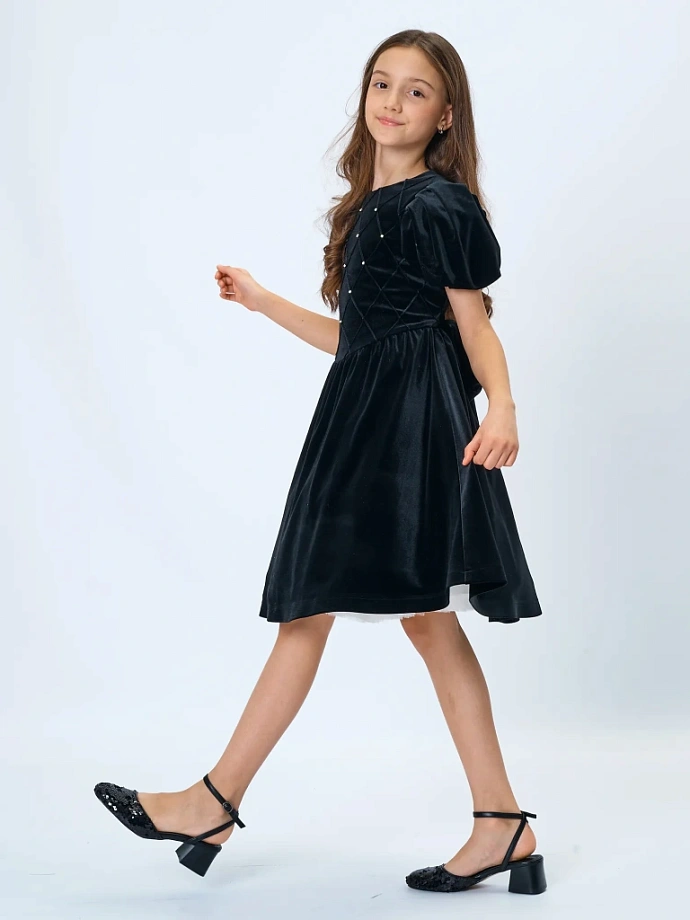 Платье из бархата с кристаллами в цвете: Черный Ole! Twice - фото 6