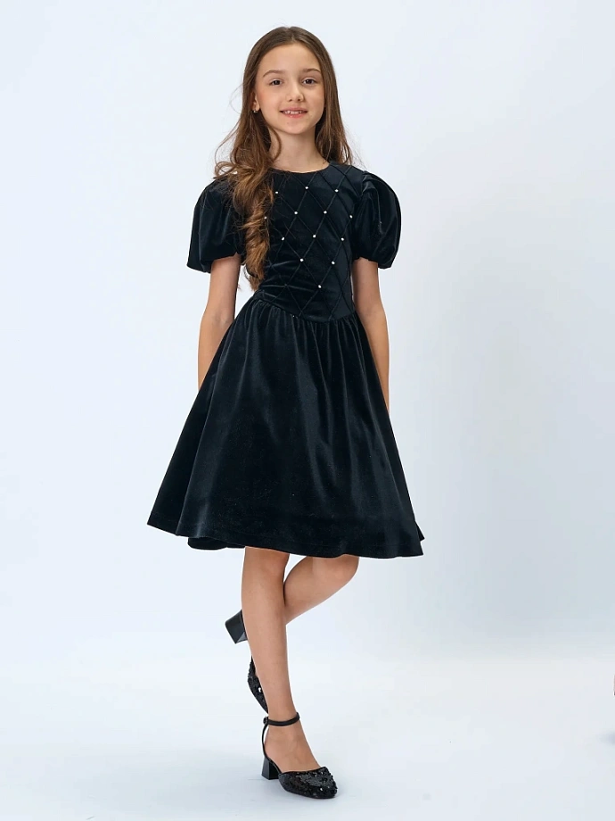 Платье из бархата с кристаллами в цвете: Черный Ole! Twice - фото 5