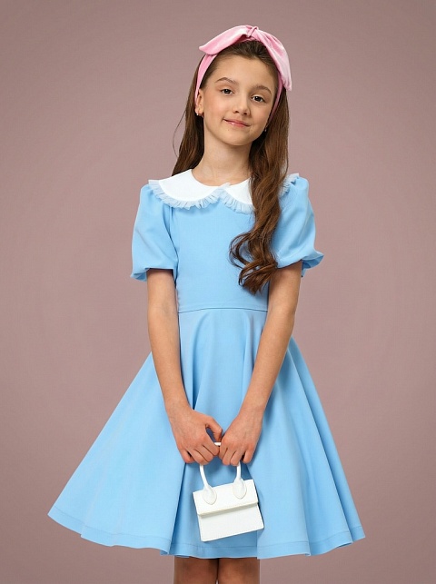 Платье с коротким рукавом и юбкой-солнце