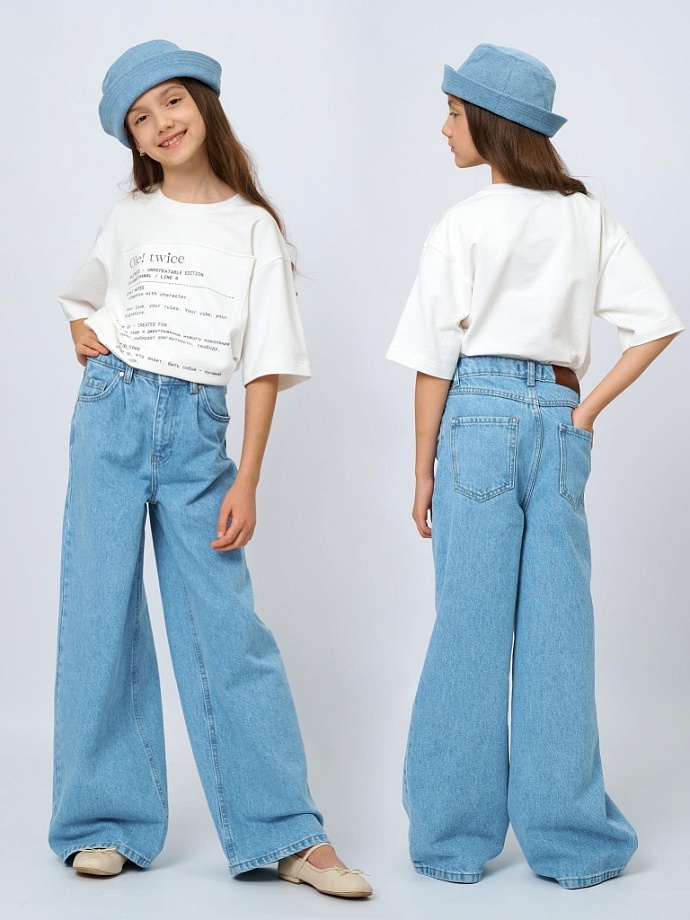 Джинсы широкие в цвете: Голубой Ole! Twice - фото 1