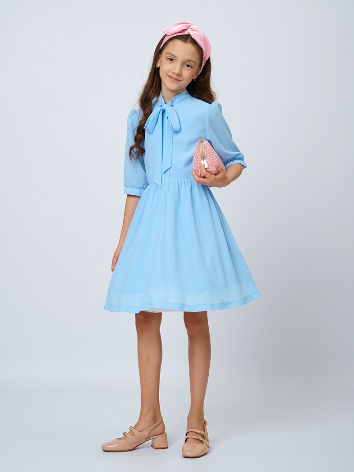 Платье с бантом в цвете: Голубой Ole! Twice - фото 6