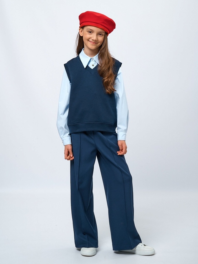 Рубашка укороченная из смесового хлопка в цвете: Голубой Ole! Twice - фото 5