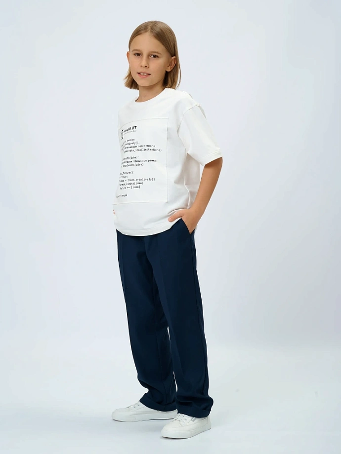 Футболка с нашивным принтом в цвете: Молочный Ole! Twice - фото 4