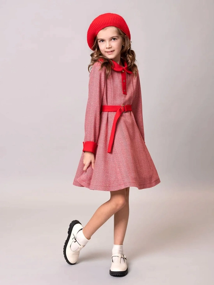 Платье с контрастным воротником и манжетами в цвете: Красный Ole! Twice - фото 8