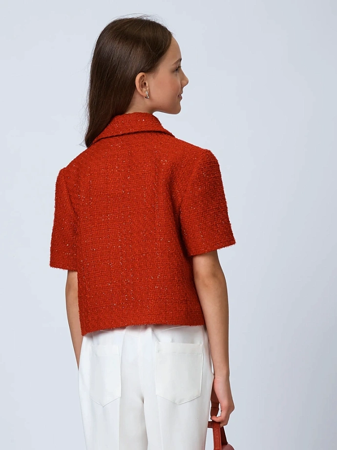 Жакет из твида с воротником и коротким рукавом в цвете: Красный Ole! Twice - фото 6