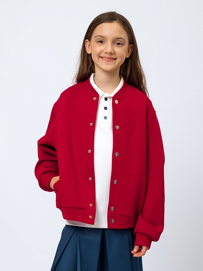 Бомбер из фактурного трикотажа в цвете: Красный Ole! Twice - фото 4