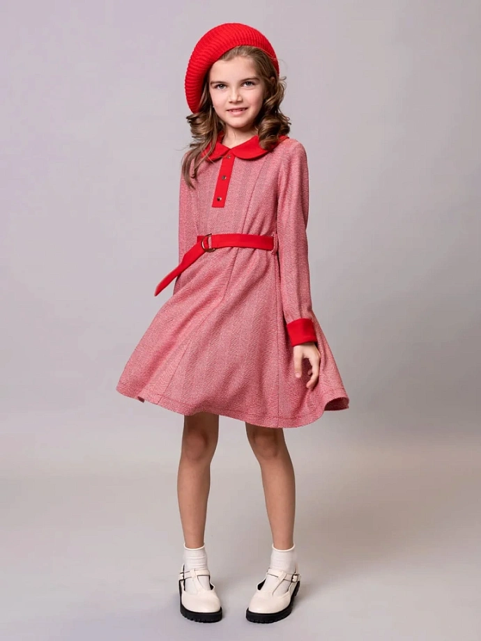 Платье с контрастным воротником и манжетами в цвете: Красный Ole! Twice - фото 10