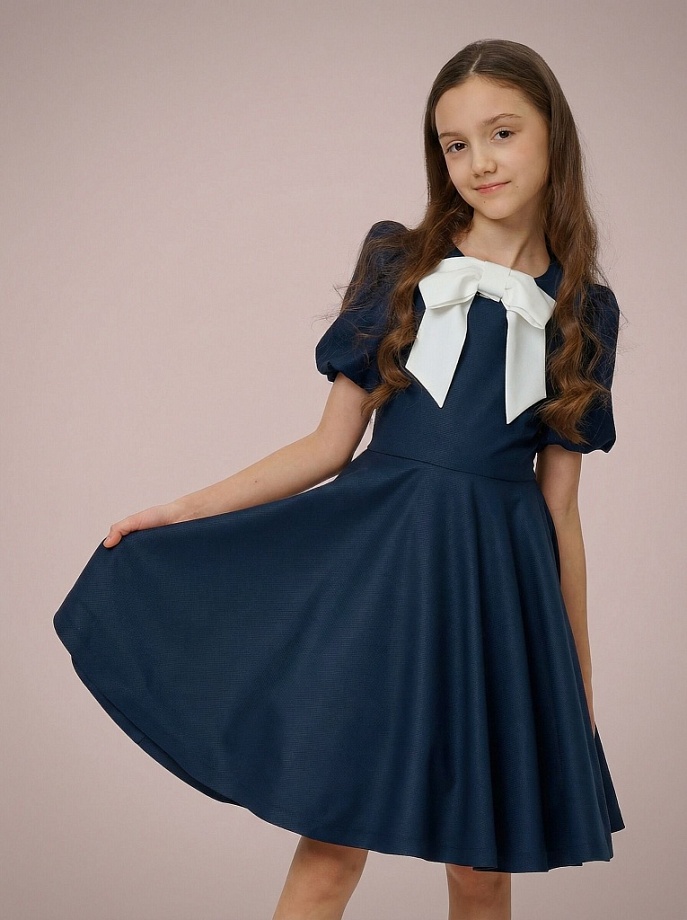 Платье со съемным бантом в цвете: Синий Ole! Twice - фото 1