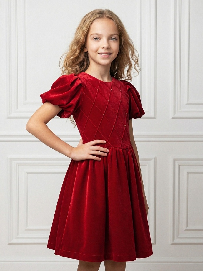 Платье из бархата с кристаллами в цвете: Красный Ole! Twice - фото 1