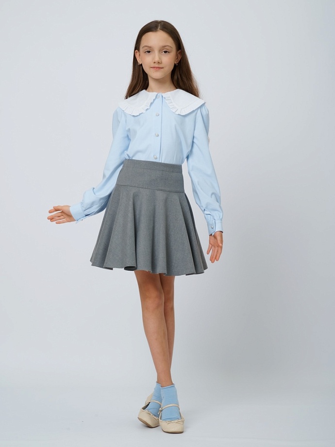 Блуза из хлопка укороченная с шевроном в цвете: Голубой Ole! Twice - фото 3