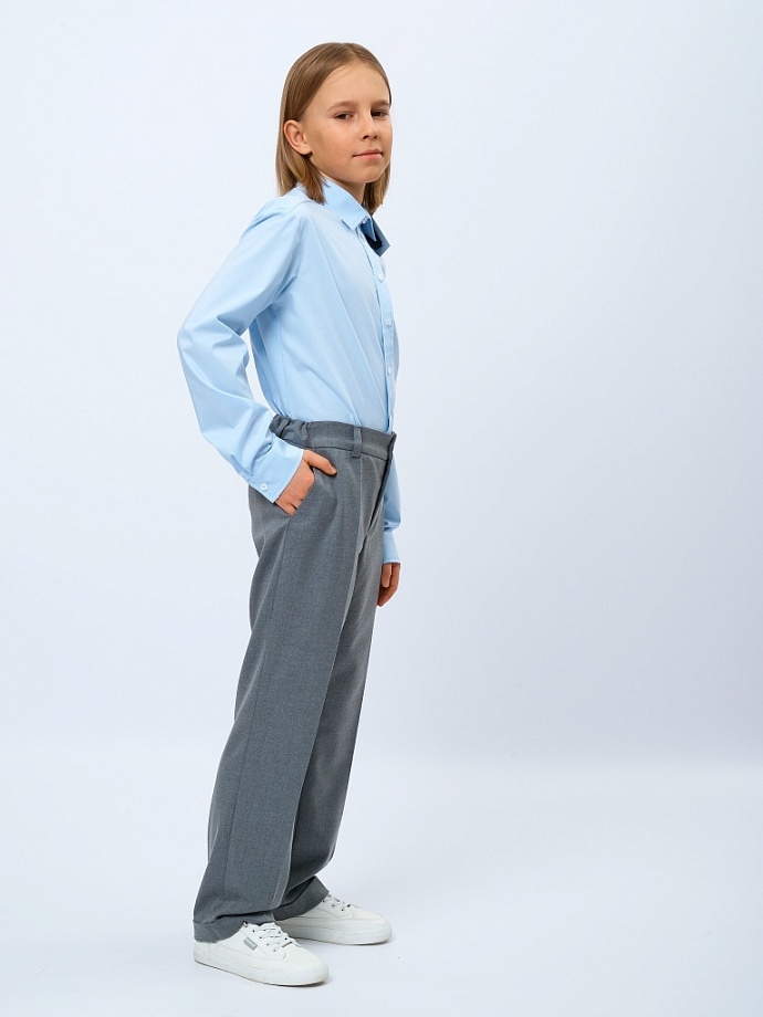 Рубашка классическая из смесового хлопка с шевроном в цвете: Голубой Ole! Twice - фото 6