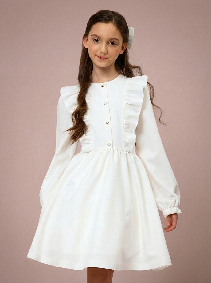 Платье нарядное с оборками в цвете: Белый Ole! Twice - фото 1