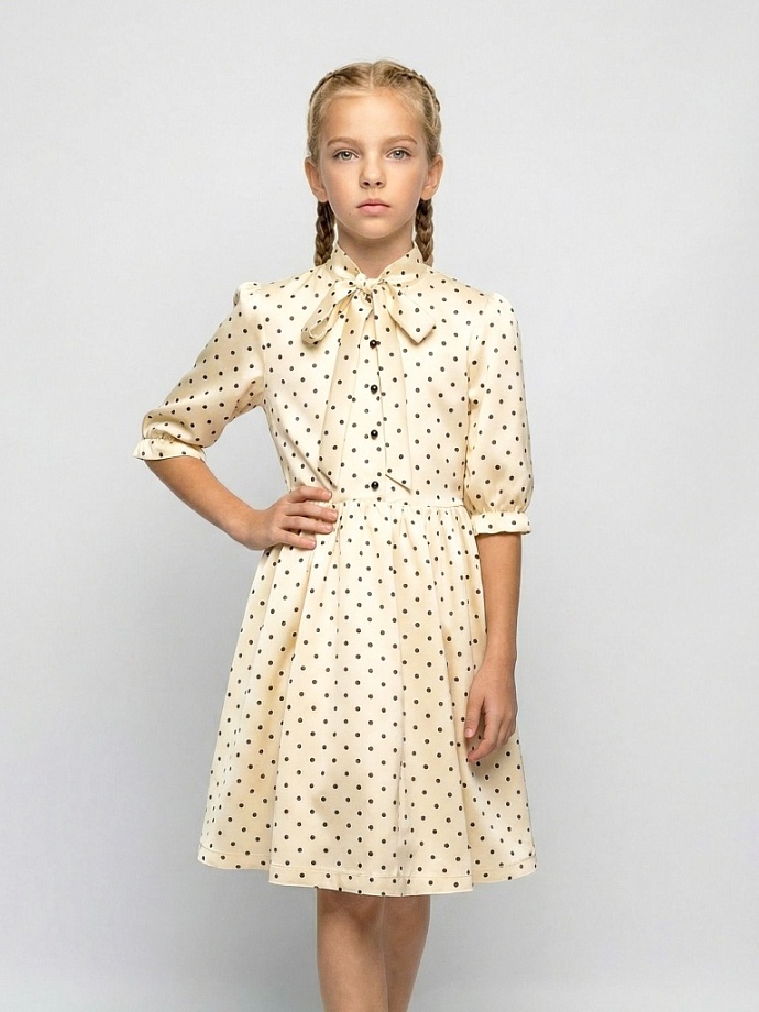 Платье с бантом в цвете: Экрю Ole! Twice - фото 5