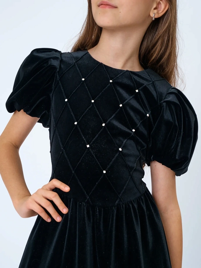Платье из бархата с кристаллами в цвете: Черный Ole! Twice - фото 7