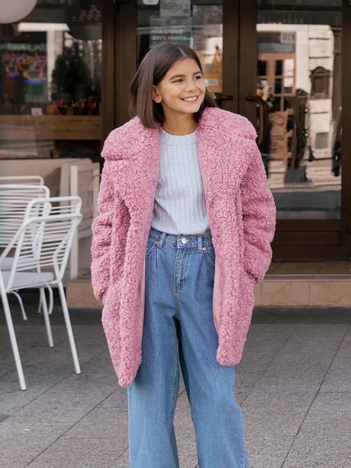 Меховое пальто с натуральным утеплителем в цвете: Розовый Ole! Twice - фото 1