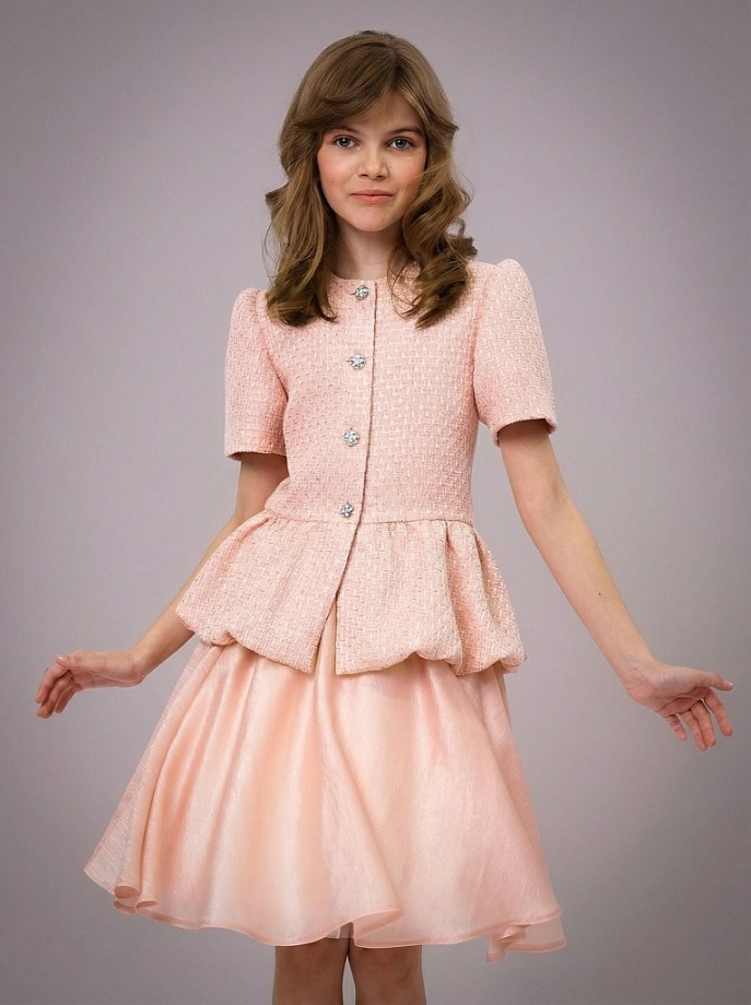 Юбка из легкой ткани с жемчужным блеском в цвете: Розовый Ole! Twice - фото 1