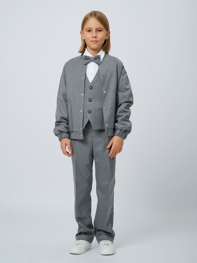 Бомбер из костюмной ткани на кнопках в цвете: Серый Ole! Twice - фото 5