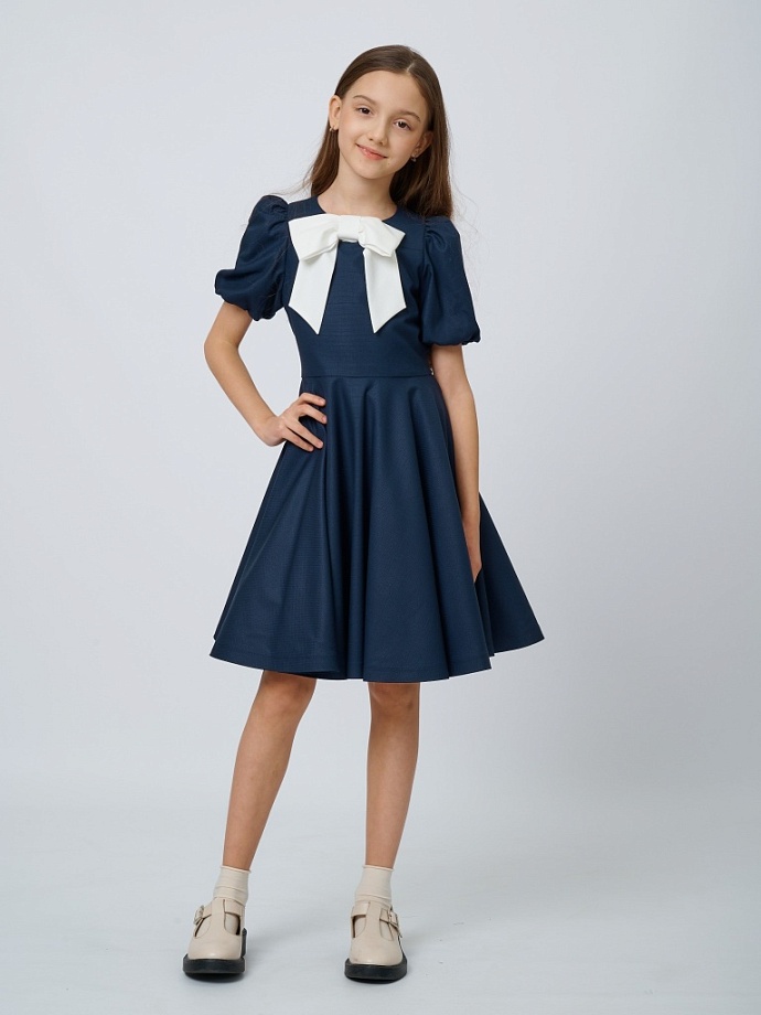 Платье со съемным бантом в цвете: Синий Ole! Twice - фото 4