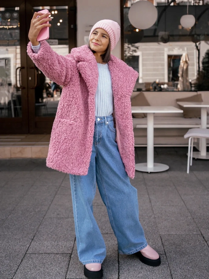 Меховое пальто с натуральным утеплителем в цвете: Розовый Ole! Twice - фото 2