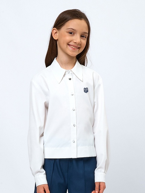 Рубашка укороченная из смесового хлопка с шевроном