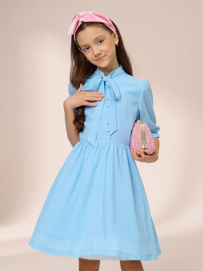 Платье с бантом в цвете: Голубой Ole! Twice - фото 1