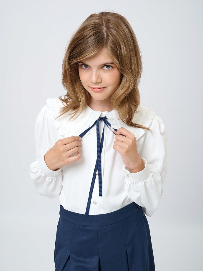 Блуза с акцентным воротником в цвете: Белый Ole! Twice - фото 4