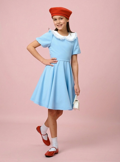 Платье с коротким рукавом и юбкой-солнце