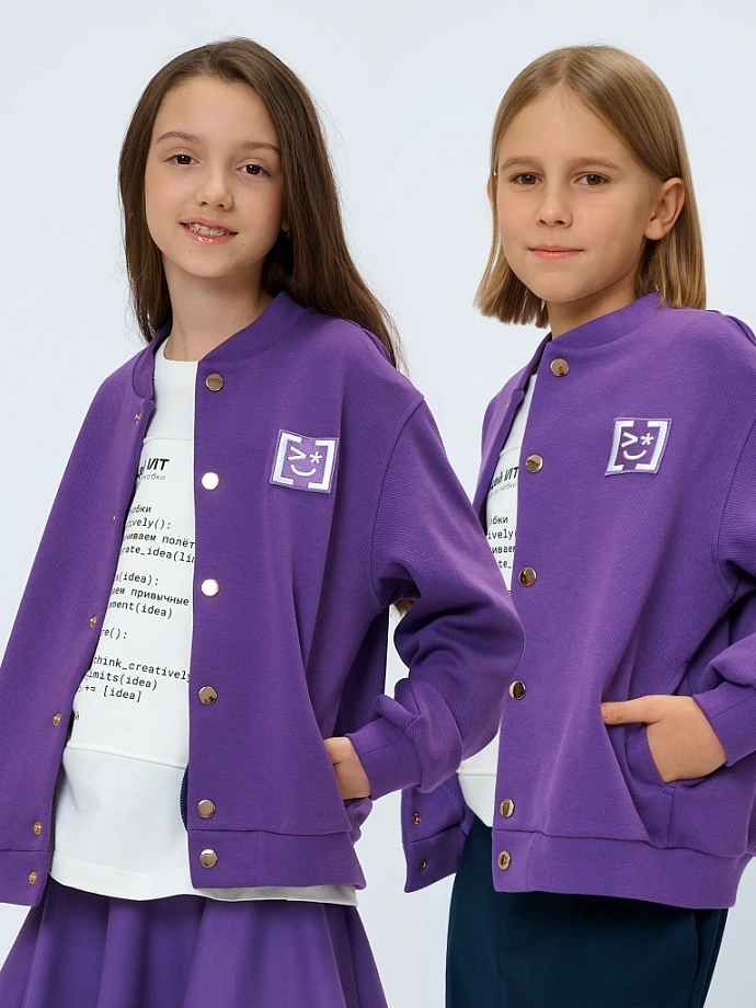 Бомбер из фактурного трикотажа в цвете: Фиолетовый Ole! Twice - фото 1