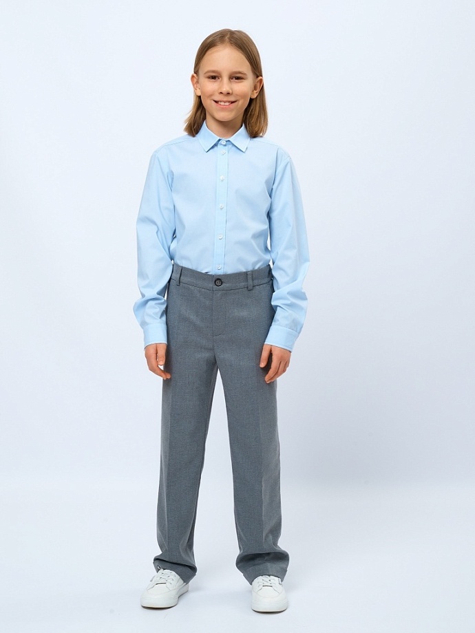 Рубашка классическая из смесового хлопка в цвете: Голубой Ole! Twice - фото 5