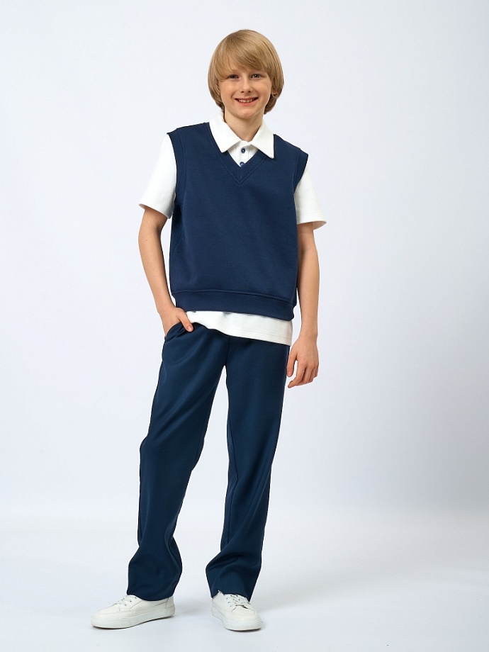 Жилет из фактурного трикотажа в цвете: Синий Ole! Twice - фото 6