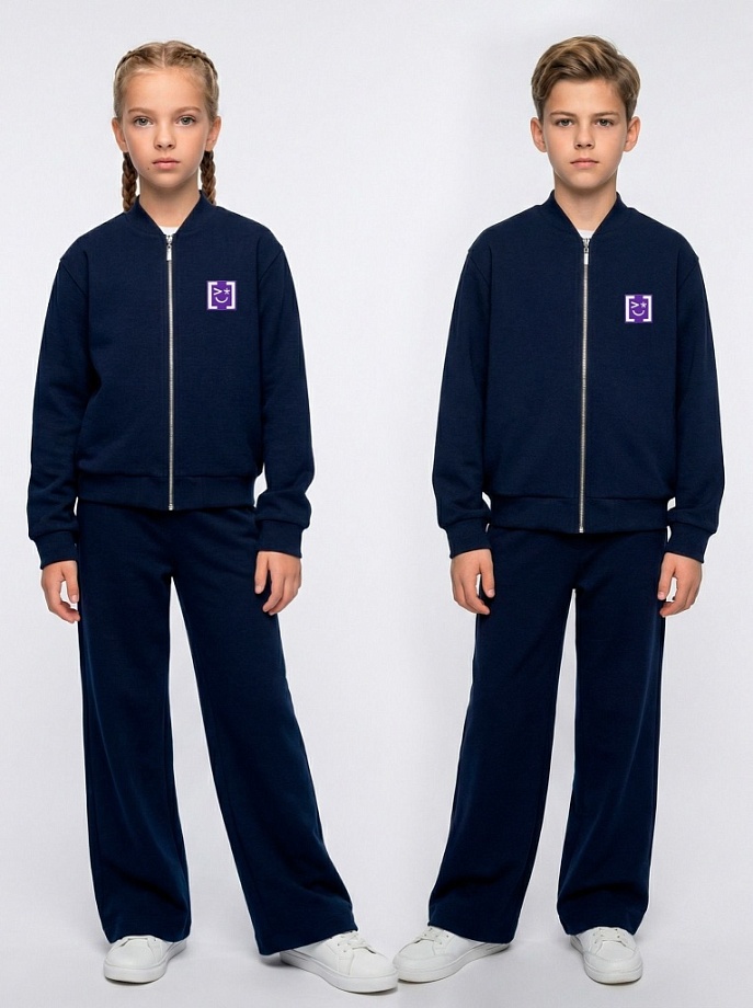 Бомбер легкий из премиального трикотажа с шевроном в цвете: Синий Ole! Twice - фото 1