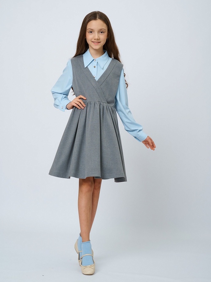 Сарафан школьный с шевроном в цвете: Серый Ole! Twice - фото 3