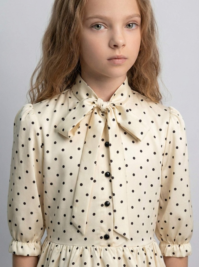 Платье с бантом в цвете: Экрю Ole! Twice - фото 3