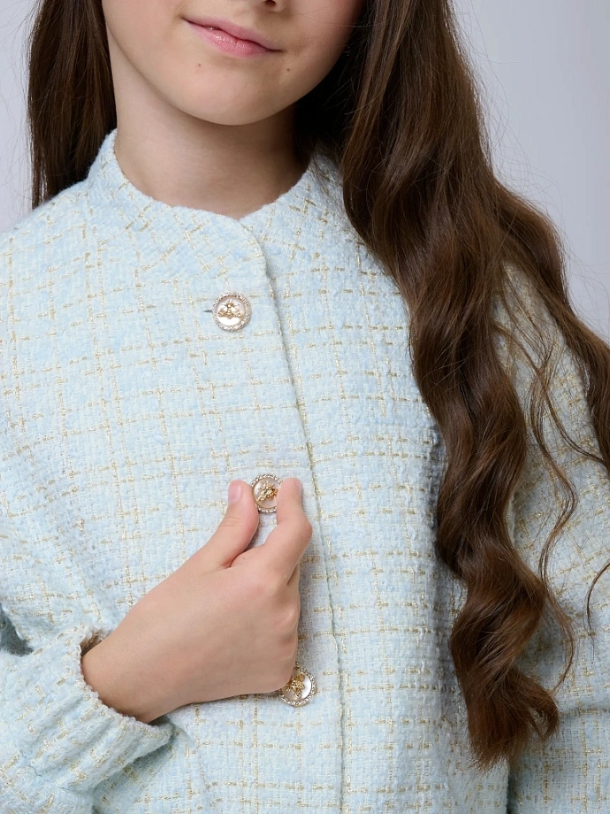 Бомбер из твида в цвете: Бело-голубой Ole! Twice - фото 5