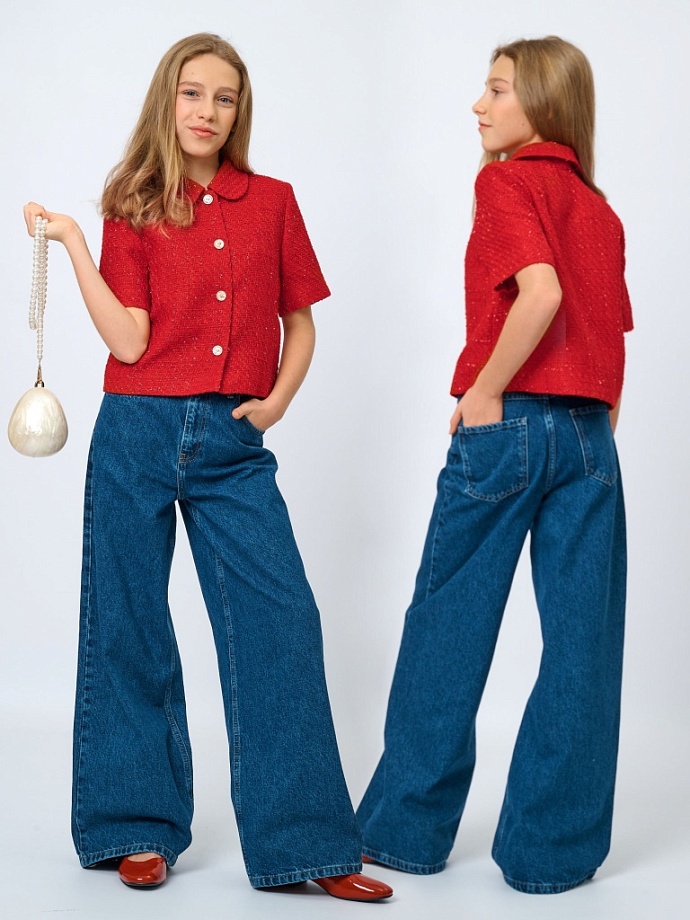 Джинсы широкие в цвете: Темно-синий Ole! Twice - фото 1