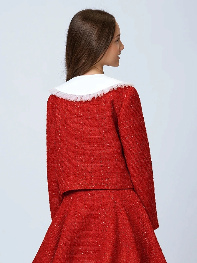 Жакет из твида со съемным воротником в цвете: Красный Ole! Twice - фото 2