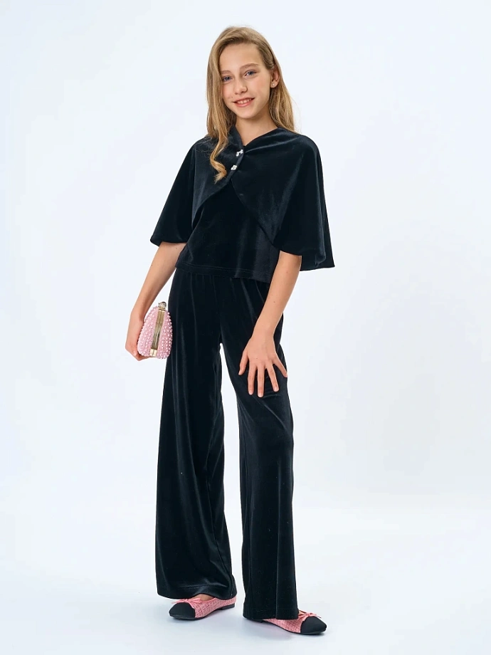 Накидка-болеро из бархата в цвете: Черный Ole! Twice - фото 8