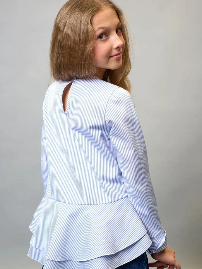 Блуза с двойной оборкой в цвете: Голубой Ole! Twice - фото 9