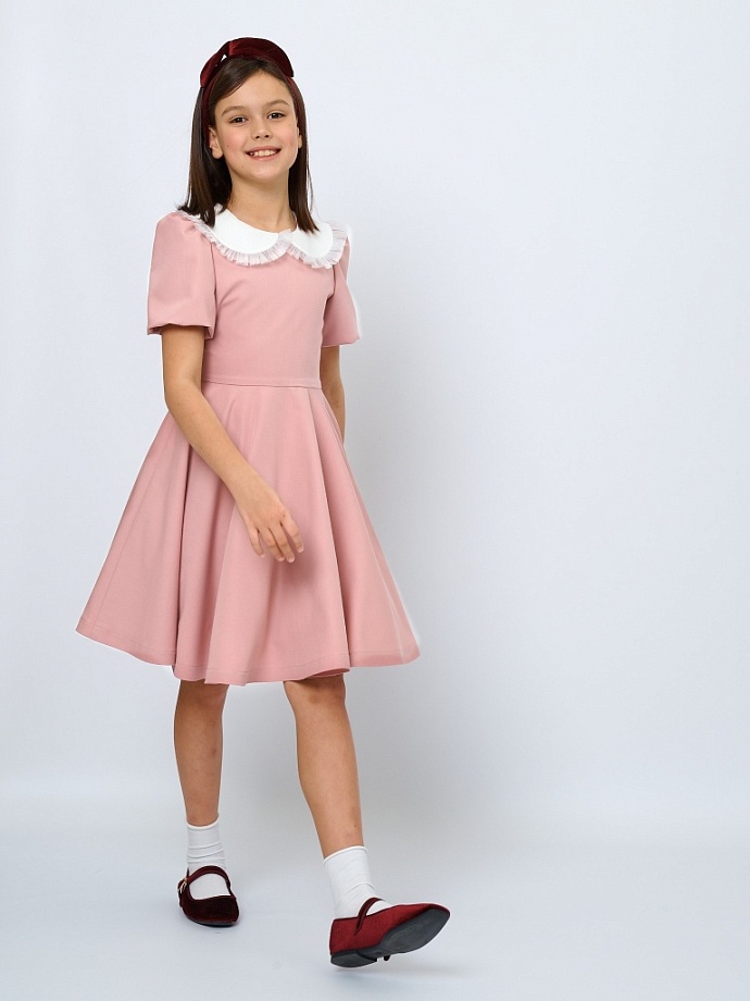 Платье с коротким рукавом и юбкой-солнце в цвете: Розовый Ole! Twice - фото 4