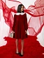 Платье бархатное со съемным воротником в цвете: Красный Ole! Twice - фото 1