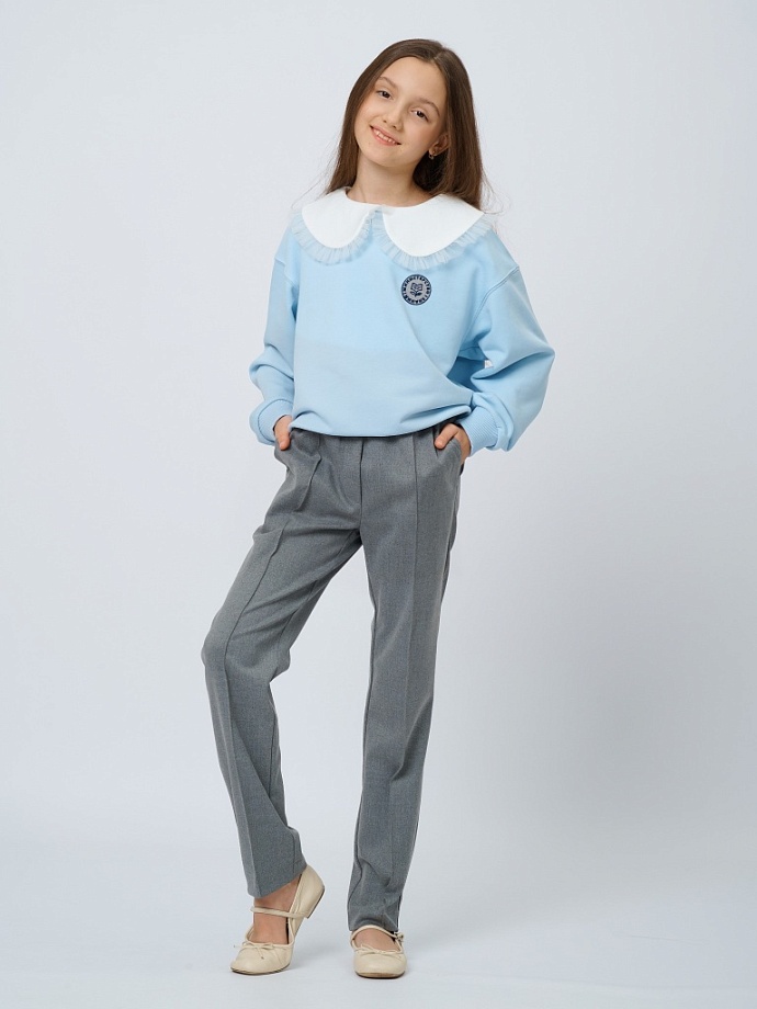 Свитшот с белым воротником с шевроном в цвете: Голубой Ole! Twice - фото 1