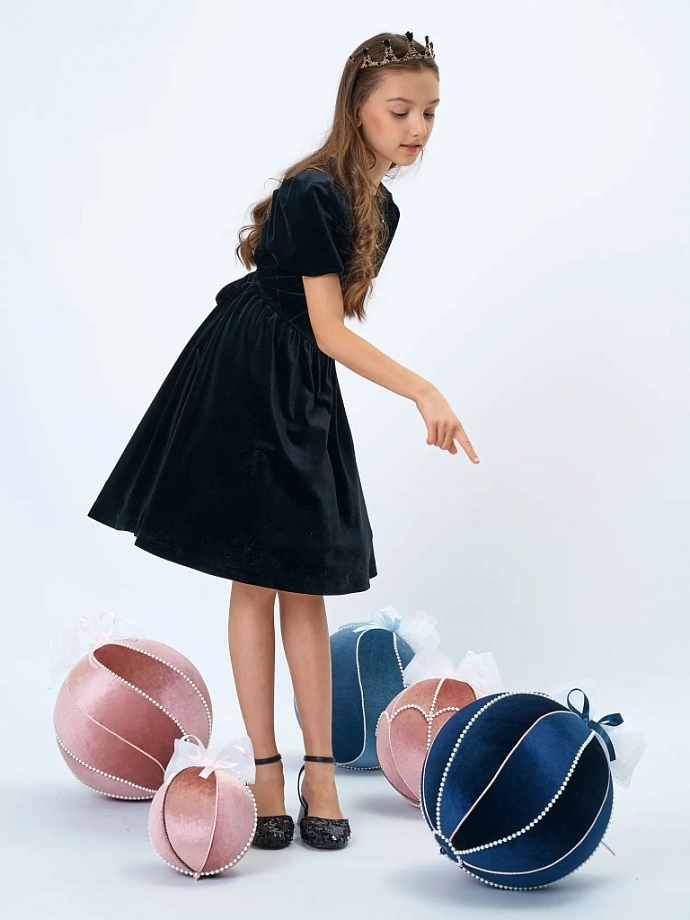 Платье из бархата с кристаллами в цвете: Черный Ole! Twice - фото 3