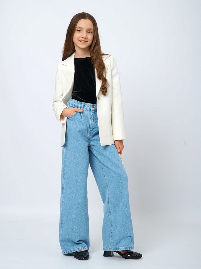 Джинсы широкие в цвете: Голубой Ole! Twice - фото 4