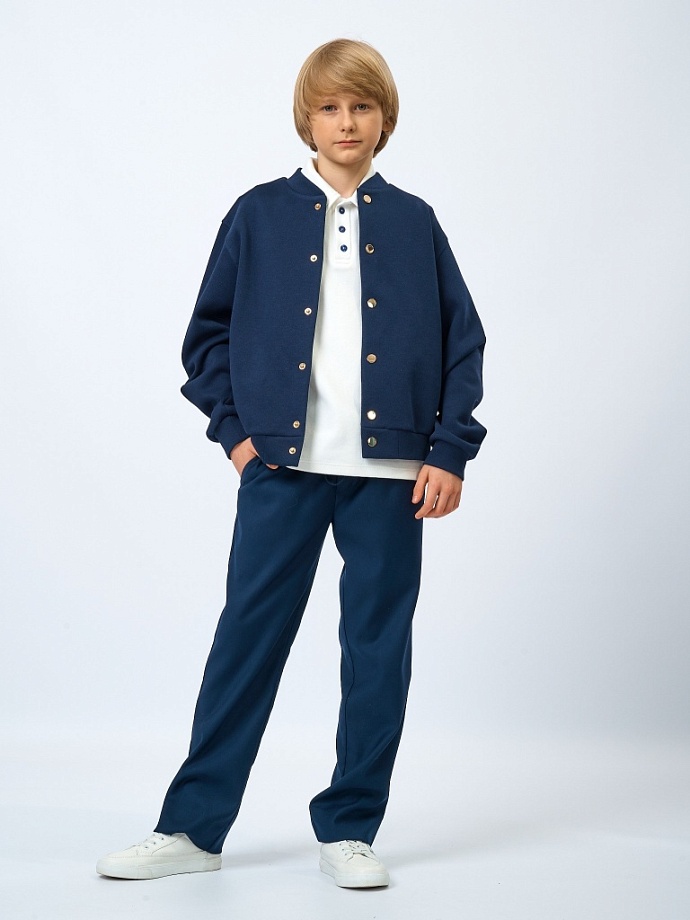 Бомбер из фактурного трикотажа в цвете: Синий Ole! Twice - фото 4