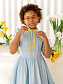 Платье со складками и лентой в цвет пуговиц в цвете: Голубой Ole! Twice - фото 6